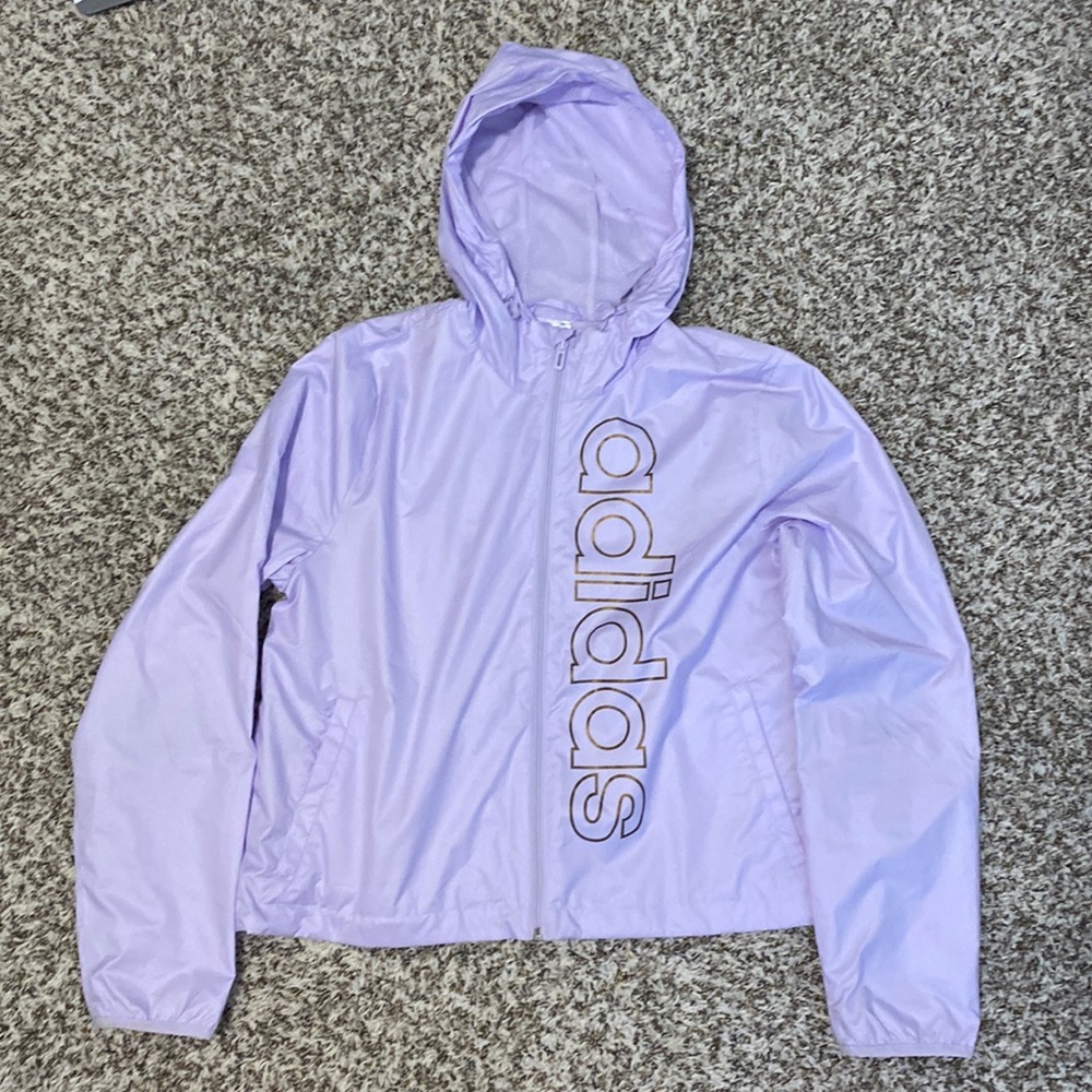 Adidas rain jacket lavender and gold size medium